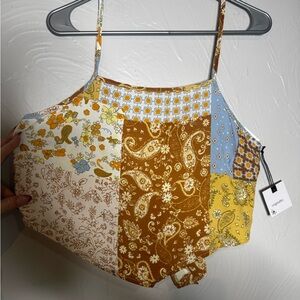Originality Floral Patchwork Bandana Tie Back Cami